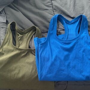 Blue and Green Racerback Tank Tops